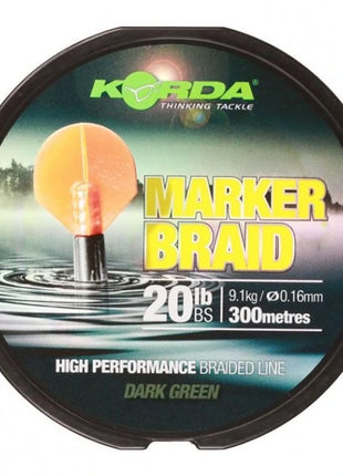 Korda Marker Braid High Performance Braided Linke (Dark Green / 20lb / 300m) by Billing Tackle