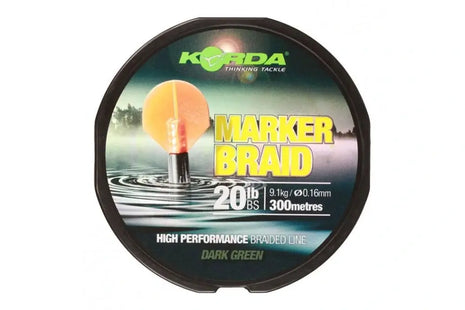 Korda Marker Braid High Performance Braided Linke (Dark Green / 20lb / 300m) by Billing Tackle