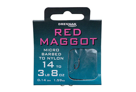 Drennan Red Maggot Micro Barbed to Nylon by Billing Tackle