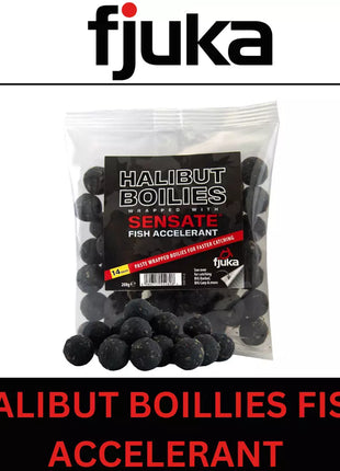 FJUKA HALIBUT BOILIES WRAPPED WITH SENSATE FISH ACCELERANT 14mm