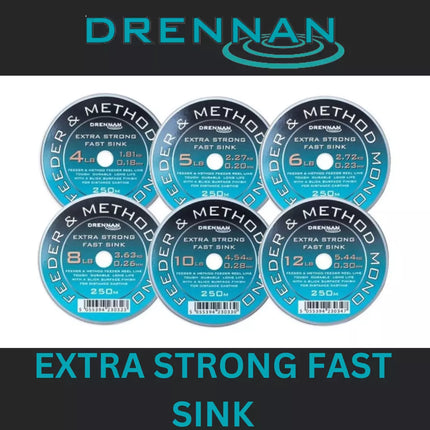 DRENNAN FEEDER & METHOD MONO EXTRA STRONG FAST SINK 4lb / 5lb / 6lb / 8lb / 12lb