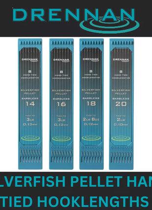 DRENNAN SILVERFISH PELLET HAND TIED HOOKLENGTHS BARBLESS *All Sizes*
