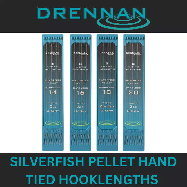 DRENNAN SILVERFISH PELLET HAND TIED HOOKLENGTHS BARBLESS *All Sizes*