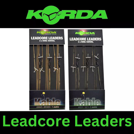 KORDA LEADCORE LEADERS 3x RING SWIVEL WEED/SILT  & GRAVEL BROWN