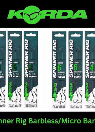 KORDA SPINNER RIG BARBLESS & MICRO BARBED - 25LB | 11.3KG *All Sizes*