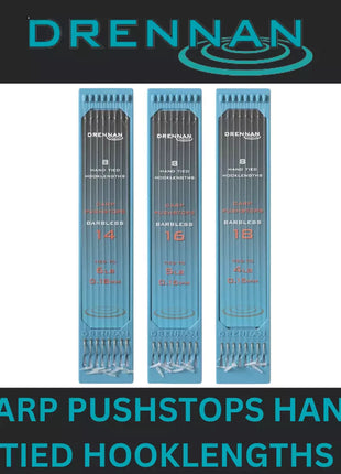 DRENNAN CARP PUSHSTOPS HAND TIED HOOKLENGTHS BARBLESS *All Sizes*