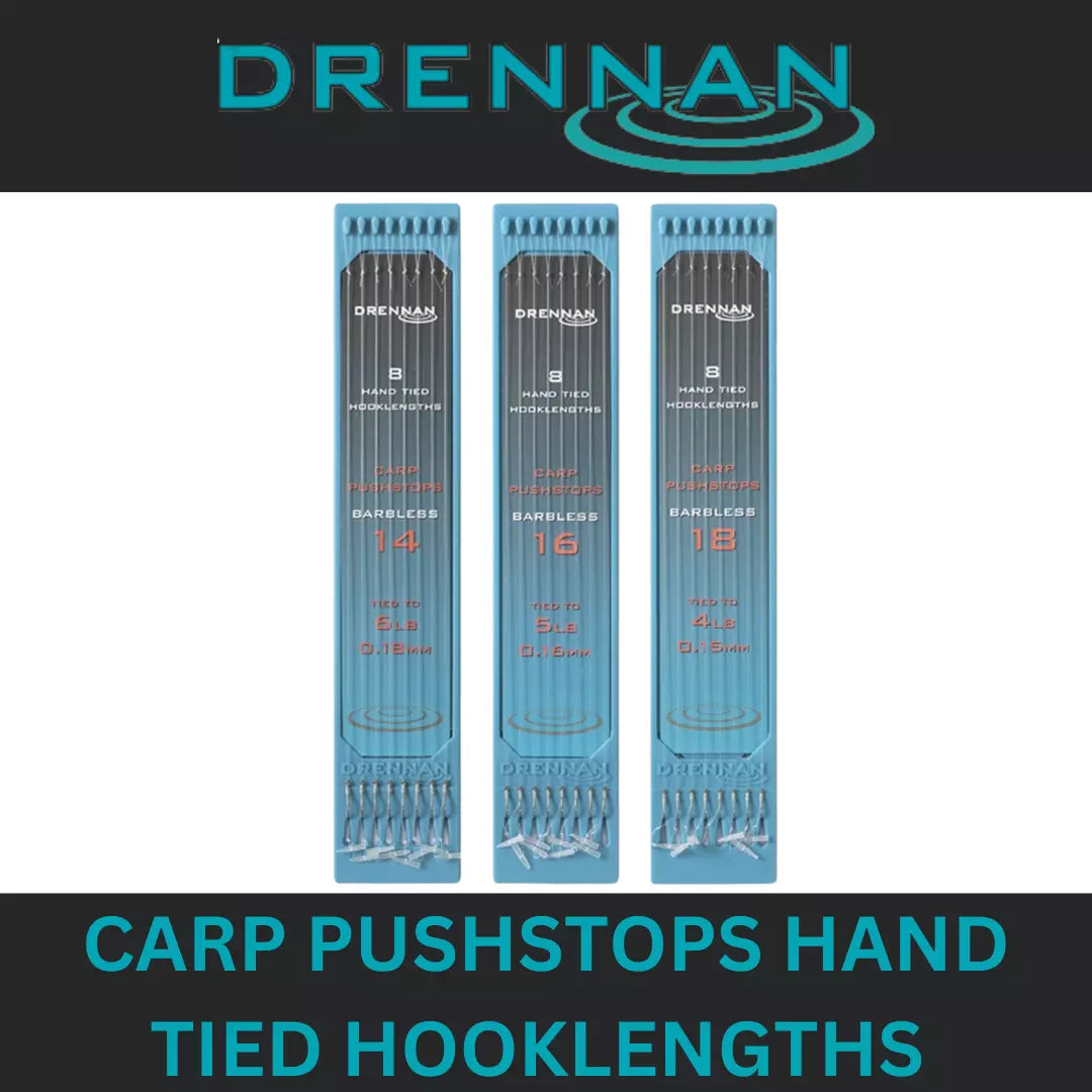 DRENNAN CARP PUSHSTOPS HAND TIED HOOKLENGTHS BARBLESS *All Sizes*