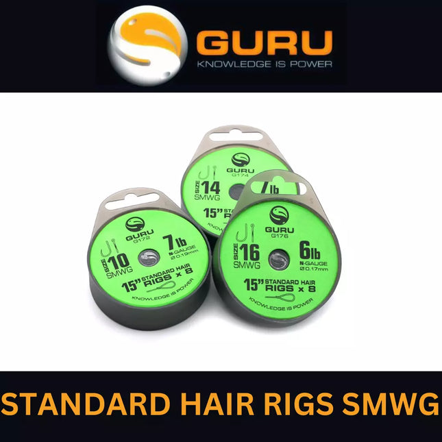 GURU STANDARD HAIR RIGS SMWG 15’’ Sizes 18/5lb & 12/7lb