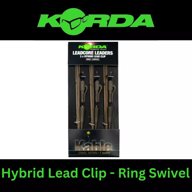 KORDA LEADCORE LEADERS 3x HYBRID LEAD CLIP RING SWIVEL