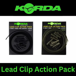 KORDA LEAD CLIP ACTION PACK 5 BOLT RIGS FOR SWIVEL LEADS