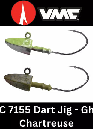VMC Dart Jig Head - Ghost Chartreuse/Matt Crow 7g