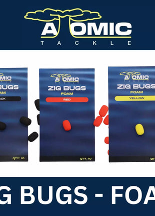 Atomic Tackle Zig Bugs Foam Black, Yellow, Red