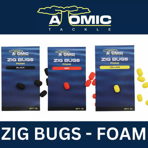 Atomic Tackle Zig Bugs Foam Black, Yellow, Red