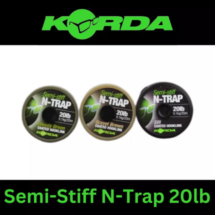 KORDA N-TRAP SEMI STIFF/SOFT Coated Braid 20m *All Ranges*