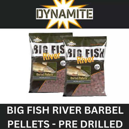 DYNAMITE BIG FISH RIVER BARBEL PELLETS PRE DRILLED 15mm 1.8kg