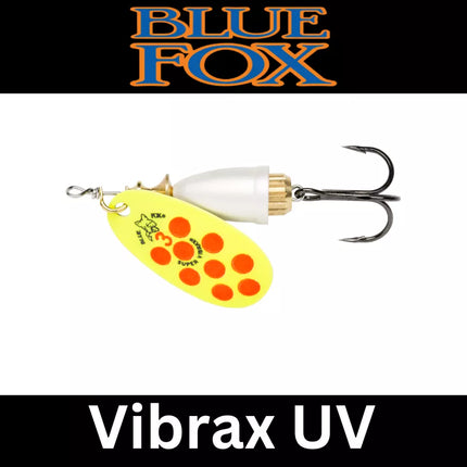 BLUE FOX Vibrax Spinner Blade Yellow Orange Pearl UV 6g - Various Sizes