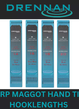 DRENNAN CARP MAGGOT HAND TIED HOOKLENGTHS BARBLESS *All Sizes*