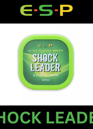 ESP SHOK LEADER HI-VIS FLURO GREEN 35lb 0.36mm 25m