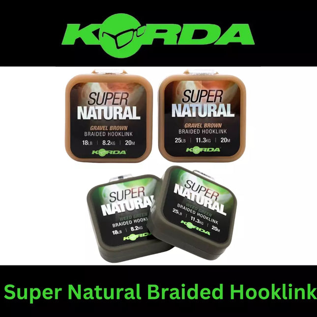 KORDA SUPERNATURAL 20m Braided Hooklink ALL COLOURS