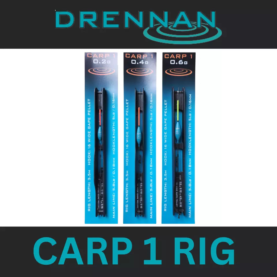 DRENNAN CARP 1 RIG LENGTH: 3.5mm HOOK: 16 WIDE GAPE PELLET 0.4g / 0.2g / 0.6g /