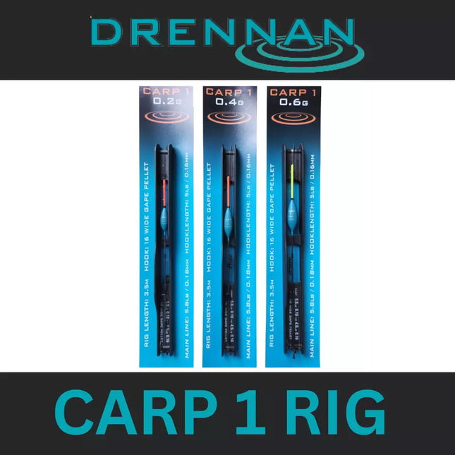 DRENNAN CARP 1 RIG LENGTH: 3.5mm HOOK: 16 WIDE GAPE PELLET 0.4g / 0.2g / 0.6g /