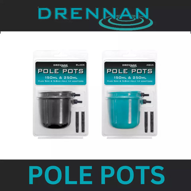 DRENNAN POLE POTS 140ml & 250ml AQUA & BLACK