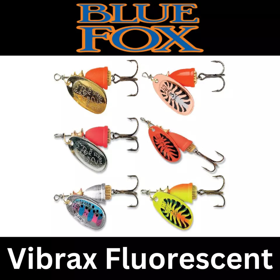 BLUE FOX Vibrax Fluorescent Spinner - Lure Fishing - Size 4