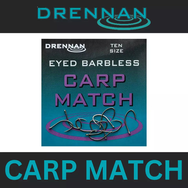 DRENNAN EYED BARBLESS CARP MATCH TEN SIZE *All Sizes*