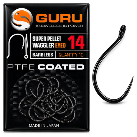Guru Super Pellet Waggler Eyed Barbless PTFE Coated | ALL SIZES by Billing Tackle