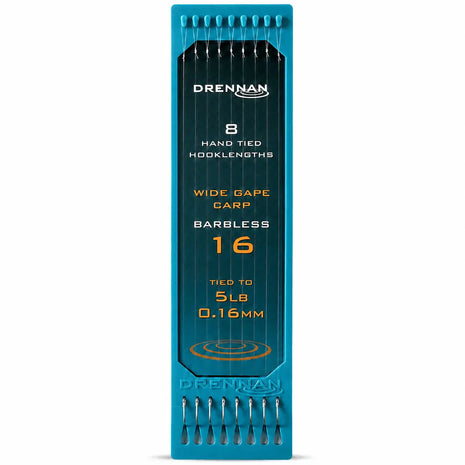 Drennan Hand Tied Hooklengths Wide Gape Carp Barbless | ALL SIZES by Billing Tackle