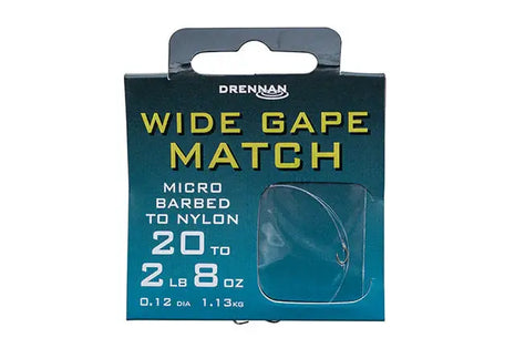 Drennan Wide Gape Match Micro Barbed to Nylon by Billing Tackle